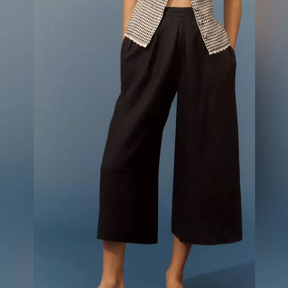 NWT By Anthropologie Linen Pleated Culotte Trouser Pants size medium - Picture 4 of 8